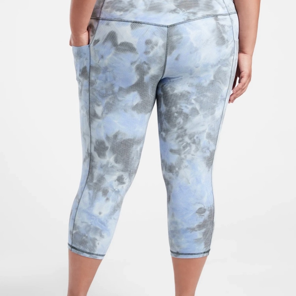NWT Athleta Salutation Stash Pocket II Space Dye Blueish Gray Capri 2X - Picture 4 of 13